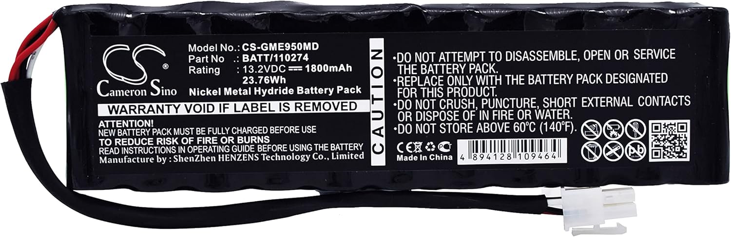 専門商品 Peakbatt 110274、120274、BATT/110274、1800mAh GE用交換バッテリー